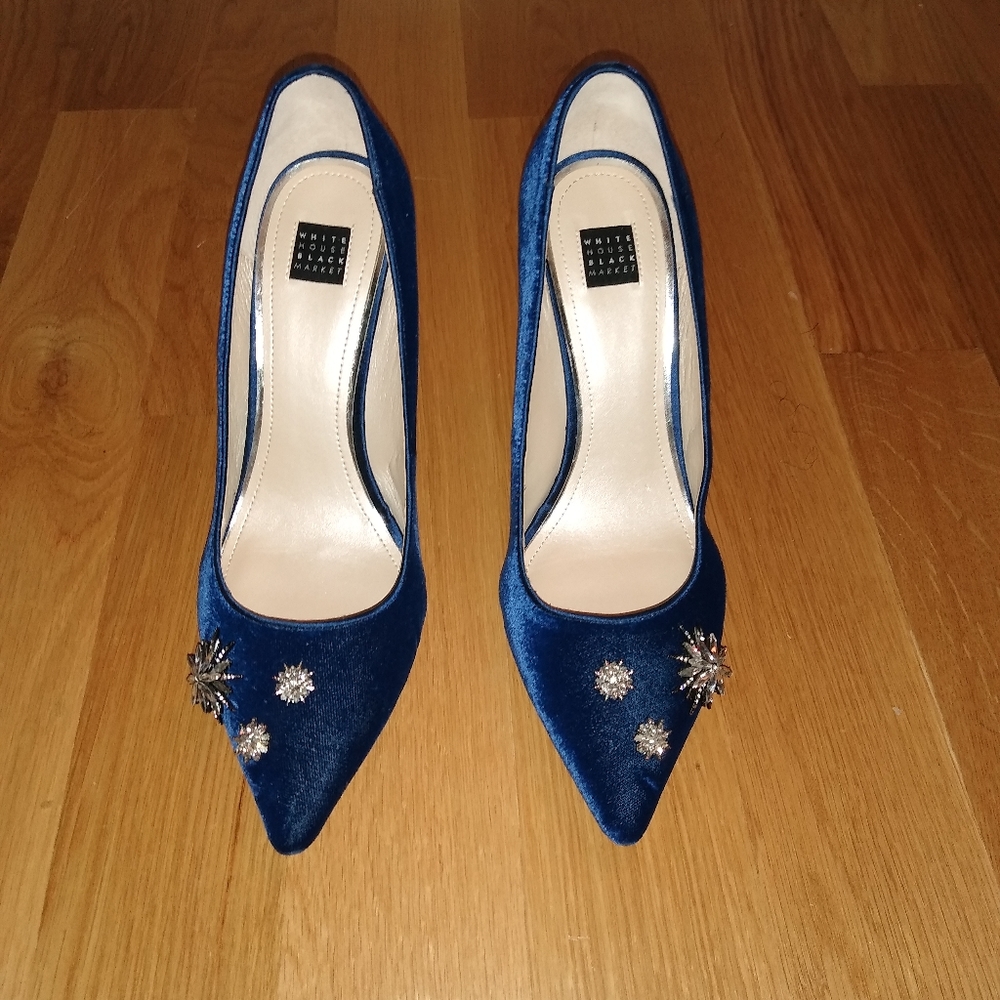 LAST CHANCE WHBM Blue embellished heels sz 10
